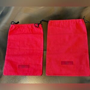 Valentino Garavani Set of 2 Cotton Dust Bags  Red Logo Drawstring Storage Totes